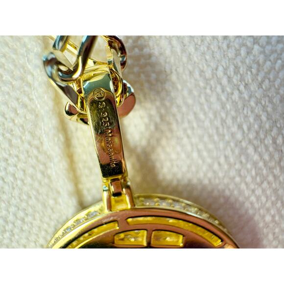 Sparkling Moissanite Ying Yang Pendant & 23.5" Figaro - Picture 4 of 11